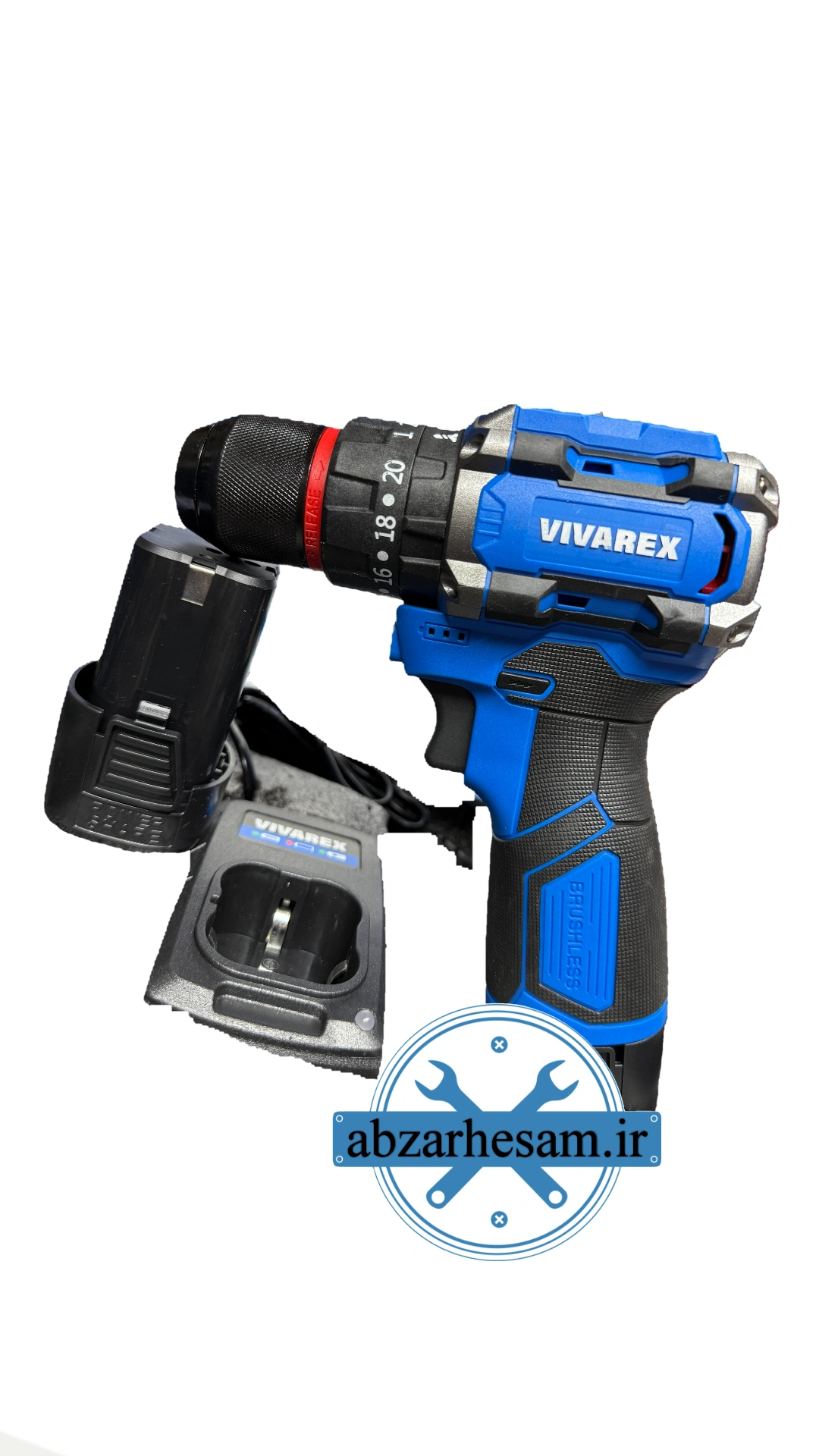 دریل شارژی ویوارکس مدل VR1610V-21BL با ۲ باتری و موتور براشلس